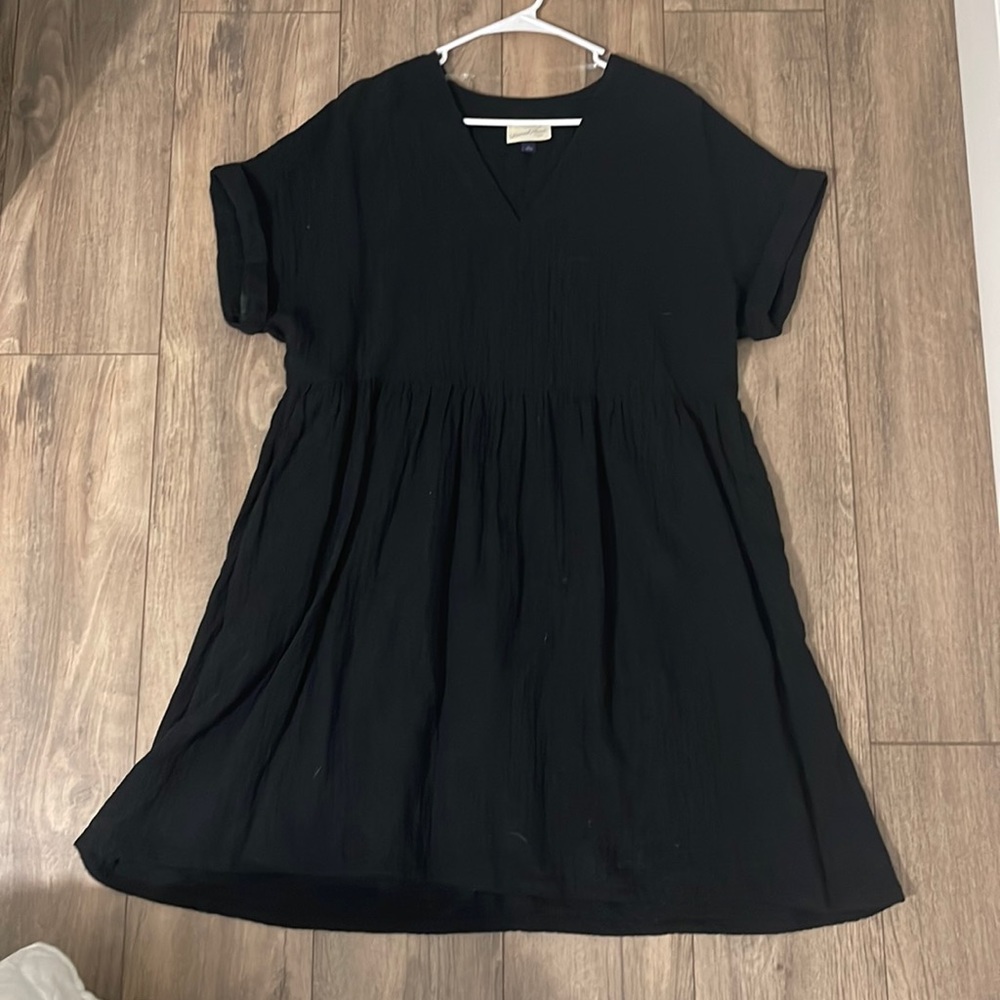 V-neck Cotton Dress with Pockets